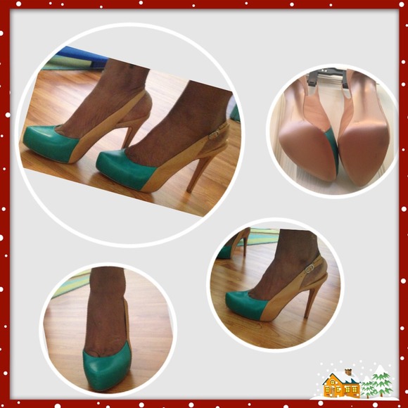 BCBGeneration 7.5M Green/Honey Brown Slingback