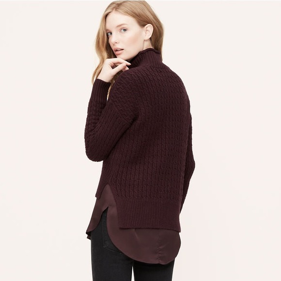 Mock Neck Cable Sweater.