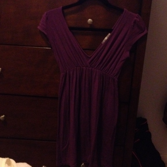 Purple V Neck Dress