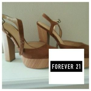 Camel Platform Wooden Heels