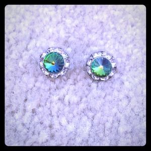 Green crystal earrings