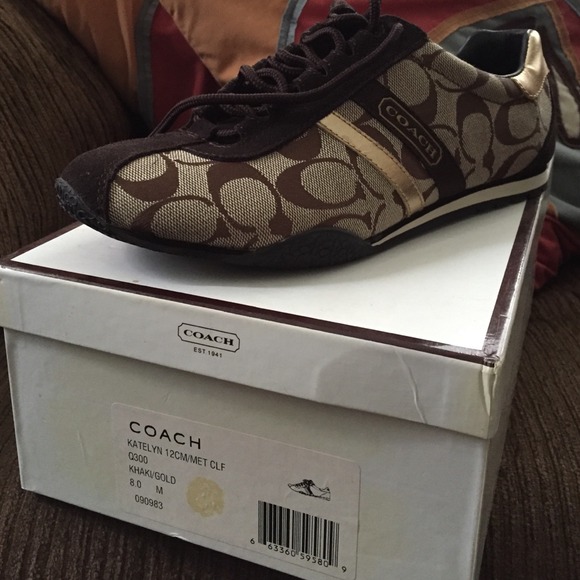 Coach Katelyn Khaki/Gold tennis shoes