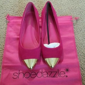 NEW Fucshia Gold Tip Flats