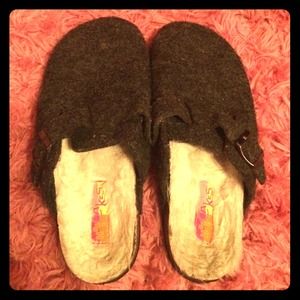 Black wool slip on clogs size 9 1/2