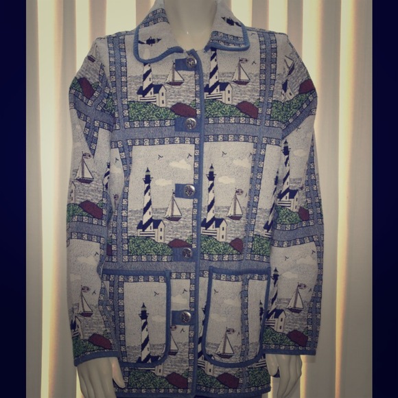 Nautical Lighthouse Coat Size Medium