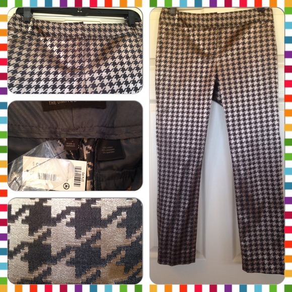 Champagne and Brown Houndstooth Print Ankle Capri.