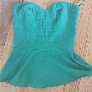 Teal peplum top with ribbing and hat bundle