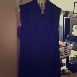 Black chiffon ruffle top dress