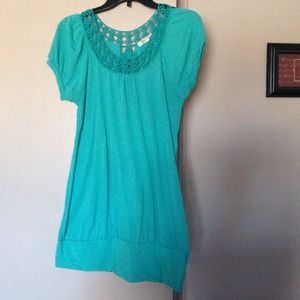 Green Top with flower design cutouts