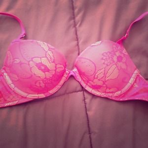 PINK Lace Overlay Bra