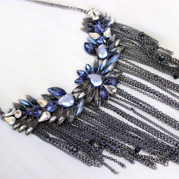 Jewelry - Blue Rhinestone Necklace Chain Necklace