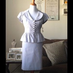 Blue-gray Seersucker 9West Suit- Sz10P