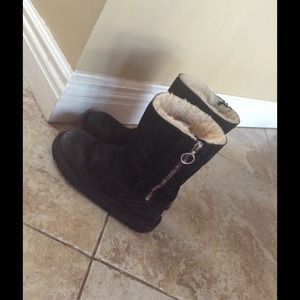 UGG black with multi-colored side zip