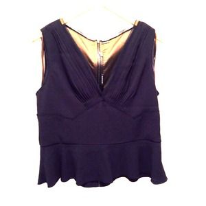 Elie Tahari Navy sleeveless exposed back blouse