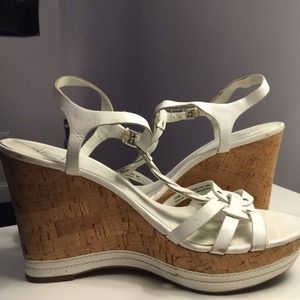 White sandal wedges