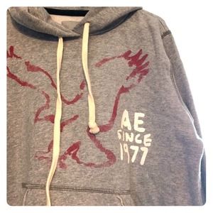 Grey American Eagle AE hoodie hooded sweatshirt