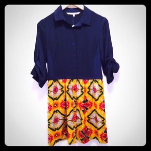 Rachel Rachael Roy navy blue/gold dress