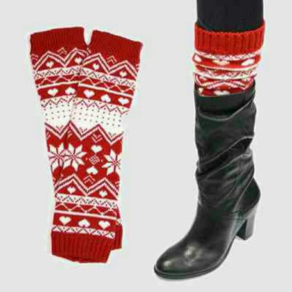 Accessories - Red Snowflake Leg Warmers