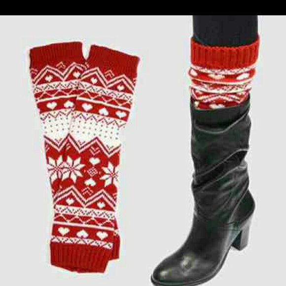 Accessories - Red Snowflake Leg Warmers