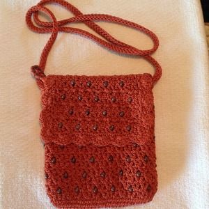 Crocheted/Beaded Crossbody Purse