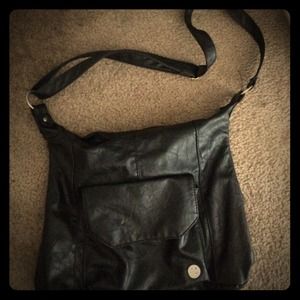 Black Leather Crossover Bag