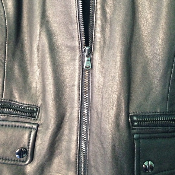 NEW Kenneth Cole Reaction Black Leather Jacket - M - Picture 3 of 4