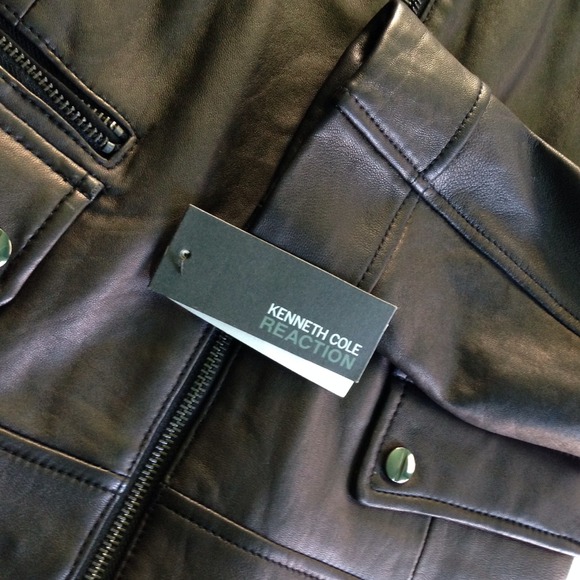 NEW Kenneth Cole Reaction Black Leather Jacket - M - Picture 4 of 4