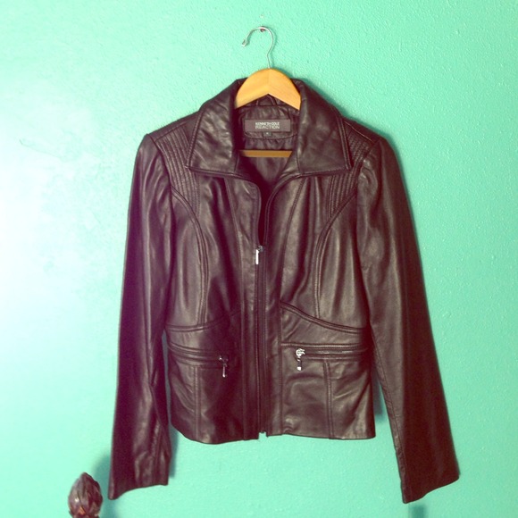 Kenneth Cole Reaction Black Leather Jacket - M