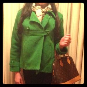 Kid's green button down pea coat!!