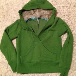 Fur lined hooded sweatshirt