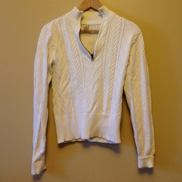Prana Half Zip Cream Cable Knit Sweater