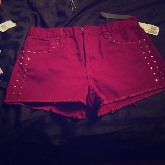 Burgundy gold studded shorts