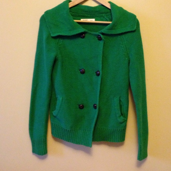 Green Cable Knit Cardigan