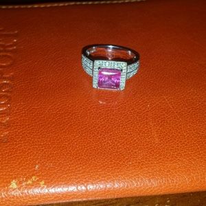 Pink Sapphire diamond & sterling silver ring