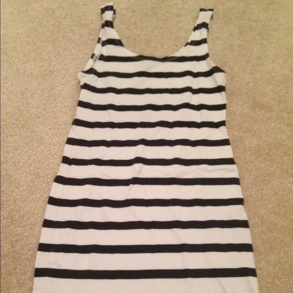 Black and white striped bodycon dress