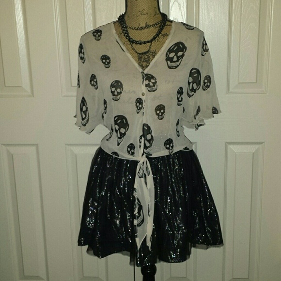 Body Central Tops - Button up Skull Shirt