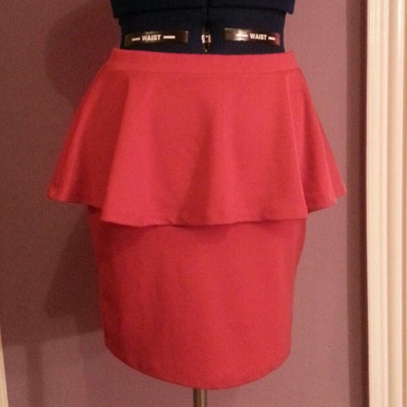 Red Peplum Skirt