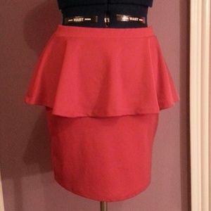 Red Peplum Skirt