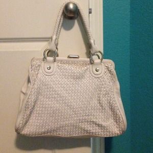 White leather handbag