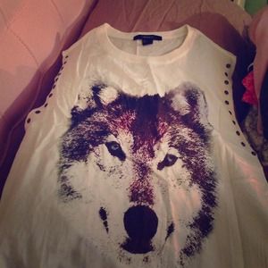 muscle tank with studs and wolf