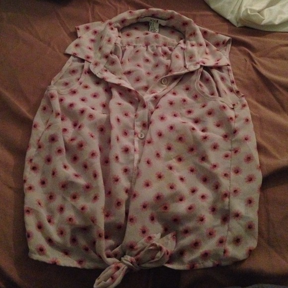 flower pattern front tie tank