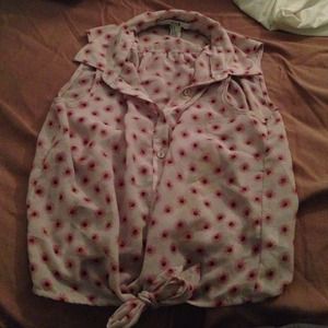 flower pattern front tie tank