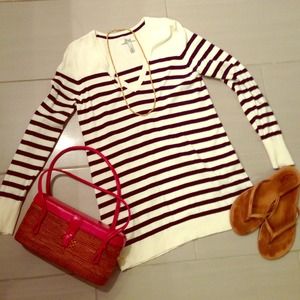 Striped Navy and Cream cotton sweater