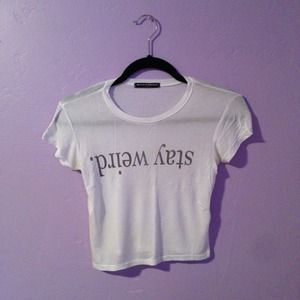 RARE BRANDY MELVILLE Carolina Stay Weird Crop Top