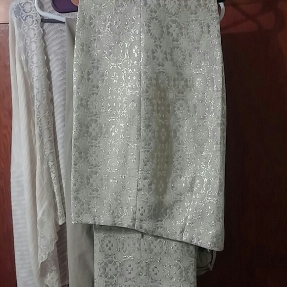 Silver, cream, gold thread pants