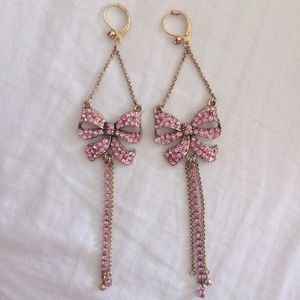 Pink Bow Drop Earrings