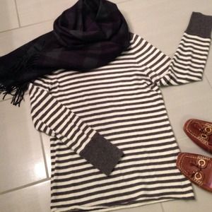 🌟J. Crew🌟 Gray and White Stripe Sweater