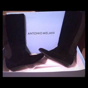 Black Suede Antonio Melani Boots Size 7.5