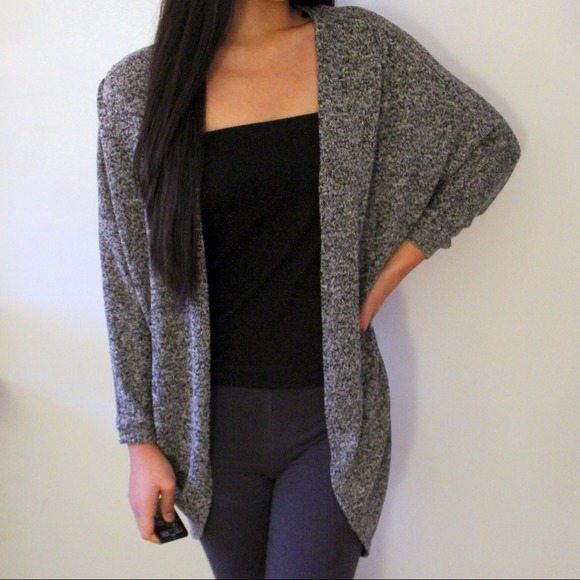 Outerwear - BLACK WHITE SPECKLED LOOSE CARDIGAN