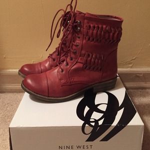 Red lace up Nine West boots